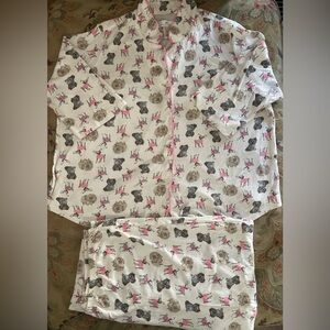 Karen Neuburger Cream Pajama Set with Pink Puppy Print